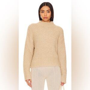 NWOT Enza Costa Mock Neck Cropped Boucle Wool Sweater XS Clay